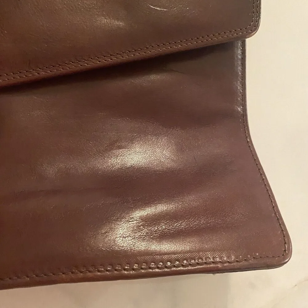 Vintage Briefcase Brown Leather Lock & Zippered Compartment 15.5